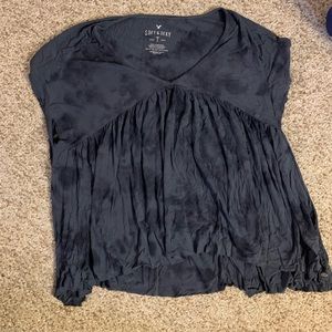 Navy blue flowy tie-dye top